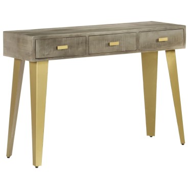 vidaXL Τραπέζι Κονσόλα Γκρι / Μπρονζέ 110x35x76cm Μασίφ Ξύλο Μάνγκο 1 τεμ.