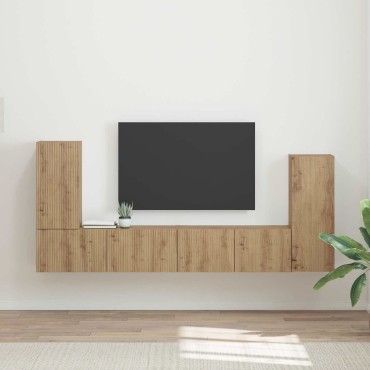 vidaXL Σετ επίπλου τηλεόρασης 4 τμχ. Artisan Oak Επεξεργασμένο Ξύλο