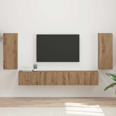 vidaXL Σετ επίπλου τηλεόρασης 4 τμχ. Artisan Oak Επεξεργασμένο Ξύλο