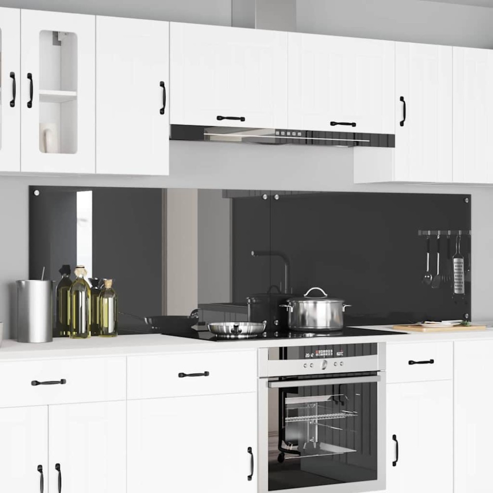 vidaXL Πλάτη κουζίνας 2 τμχ. Σκούρο Γκρι 110 x 60 cm σκληρυμένο γυαλί