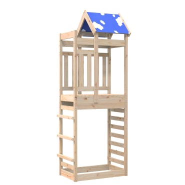 vidaXL Πύργος Παιχνιδιού Καφέ 85 x 52,5 x 239 εκ Στερεά ξυλεία πεύκου
