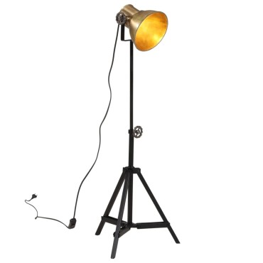 vidaXL Φωτιστικό Δαπέδου 25 W Αντικέ Ορείχαλκος 35x35x65/95 εκ. Ε27