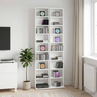 vidaXL Ντουλάπα CD 2 τεμ. Λευκό 33x23,5x175cm Επεξεργασμένο Ξύλο