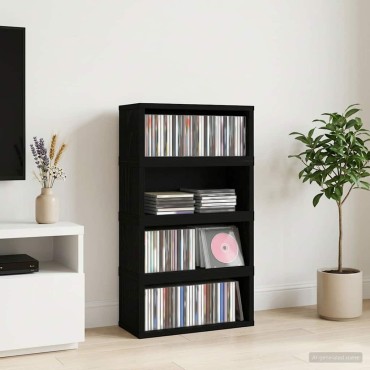 vidaXL Ράφι Αποθήκευσης CDs 4 τμχ. Μαύρη Δρυς 40 x 17 x 17 εκ.