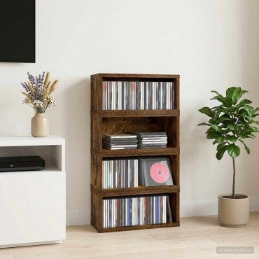 vidaXL Ράφι Αποθήκευσης CDs 4 τμχ. Καπνισμένο Ξύλο Δρυός