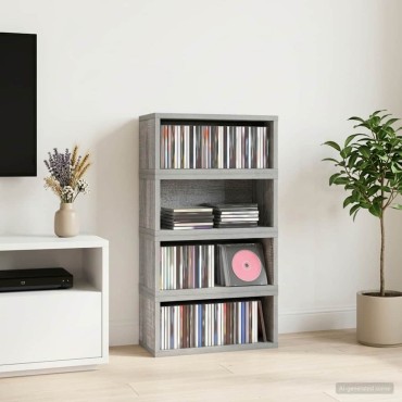 vidaXL Ράφι Αποθήκευσης CDs 4 τμχ. Γκρι Sonoma 40 x 17 x 17 εκ.