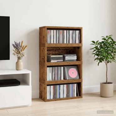 vidaXL Ράφι Αποθήκευσης CDs 4 τμχ. Παλαιωμένο ξύλο 40 x 17 x 17 εκ.