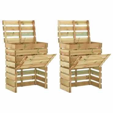 vidaXL Σχάρωμα Κήπου 2 pcs Πράσινο 110 x 58 x 113 εκ Μασίφ Ξύλο Πεύκου