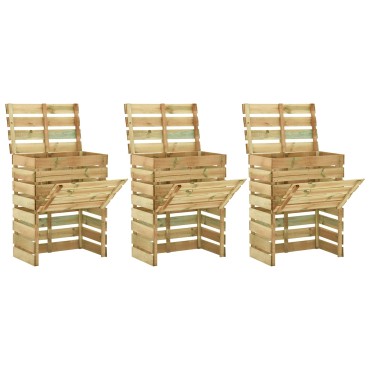 vidaXL Σχάρωμα Κήπου 3 pcs Πράσινο 110 x 58 x 113 εκ Μασίφ Ξύλο Πεύκου
