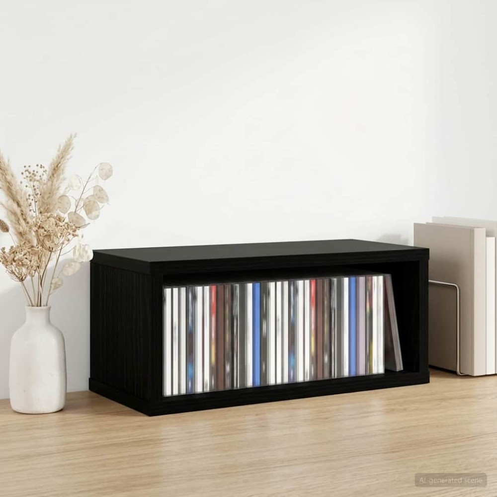 vidaXL Ράφι Αποθήκευσης CDs Μαύρη Δρυς 40 x 17 x 17 εκ.