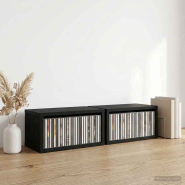 vidaXL Ράφι Αποθήκευσης CDs 2 τμχ. Μαύρη Δρυς 40 x 17 x 17 εκ.