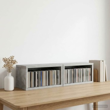 vidaXL Ράφι Αποθήκευσης CDs 2 τμχ. Γκρι Σκυροδέματος 40 x 17 x 17 εκ.