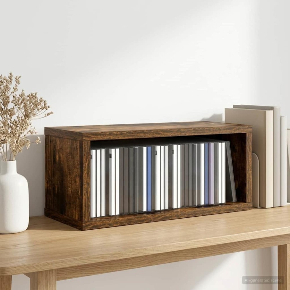 vidaXL Ράφι Αποθήκευσης CDs Καπνισμένο Ξύλο Δρυός 40 x 17 x 17 εκ.