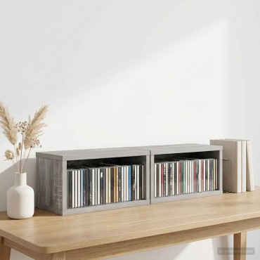 vidaXL Ράφι Αποθήκευσης CDs 2 τμχ. Γκρι Sonoma 40 x 17 x 17 εκ.