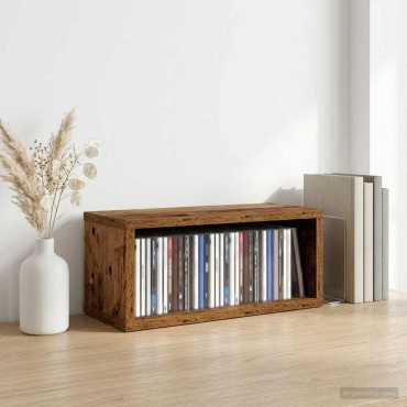 vidaXL Ράφι Αποθήκευσης CDs Παλαιωμένο ξύλο 40 x 17 x 17 εκ.