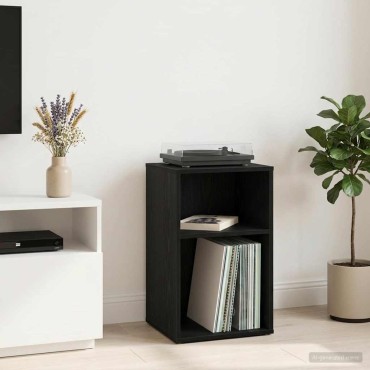 vidaXL Ντουλάπι δίσκων βινυλίου Μαύρη Δρυς 38x33x61 εκ 1 τεμ.