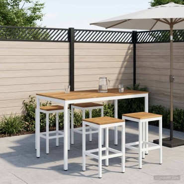 vidaXL Τραπέζι μπαρ κήπου NAARDEN Λευκό 141x80,5x105 εκ 1 τεμ.