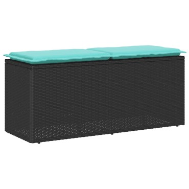 vidaXL Πάγκος κήπου με μαξιλάρι Μαύρο 110x40x44cm Poly Rattan