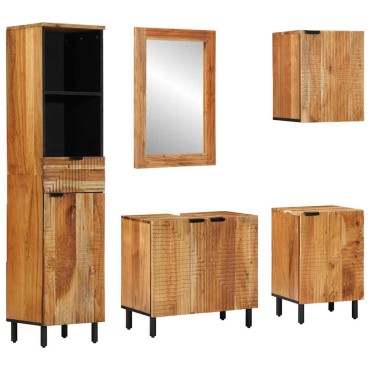 vidaXL Σετ Ντουλαπιών Μπάνιου 5 τεμ. Φυσικό 38x33x160cm