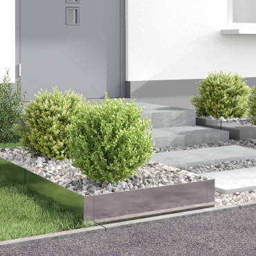 vidaXL Περίγραμμα γκαζόν 4 τμχ. 60 x 60 x 20 εκ Ατσάλι Ασημί