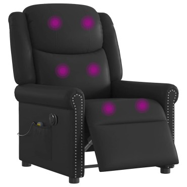 vidaXL Ηλεκτρική καρέκλα ανάκλισης μασάζ Shiny Black Faux Leather