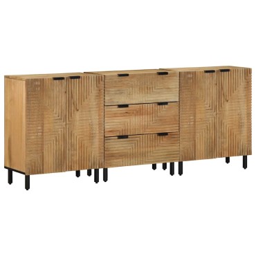 vidaXL 3 τεμ. Sideboards καφέ 60x33x75cm μασίφ ξύλο Mango