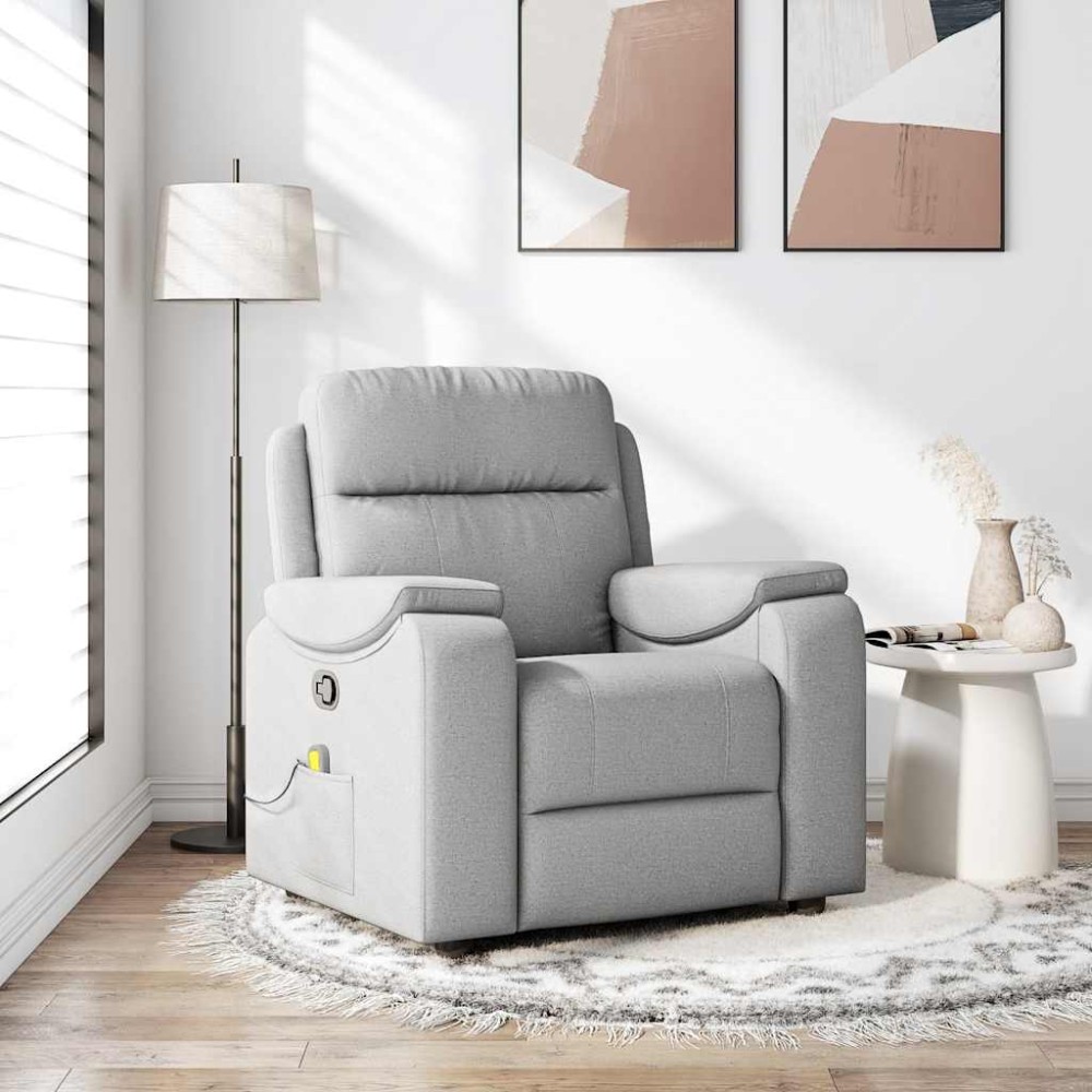 vidaXL καρέκλα ανάκλισης μασάζ Cloud Grey Fabric