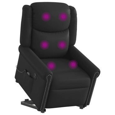 vidaXL Ηλεκτρική καρέκλα ανάκλισης μασάζ Stand up Shiny Black