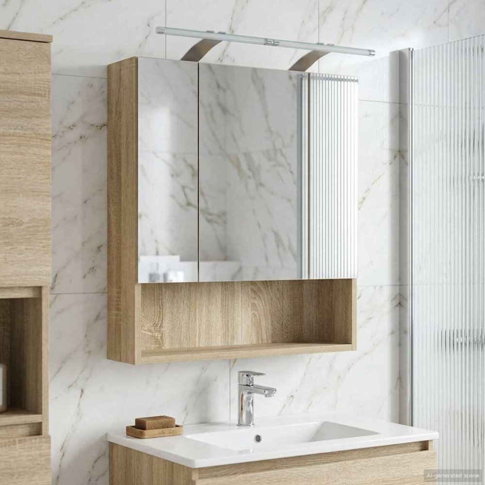 vidaXL Καθρέφτης Ντουλάπα Μπάνιου Δρύς Sonoma 60x14.5x70cm 1 τεμ.
