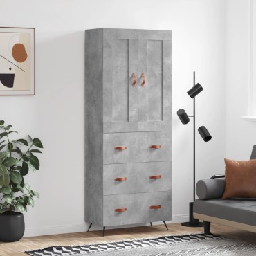 vidaXL Ντουλάπι Γκρι Σκυροδέματος 69,5x34x180cm Επεξεργασμένο Ξύλο 1 τεμ.