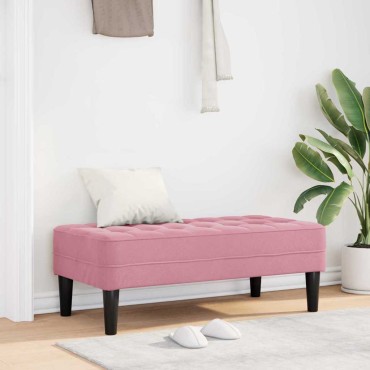 vidaXL παγκάκι με μαξιλάρι Ροζ 113x57x39cm Βελούδο