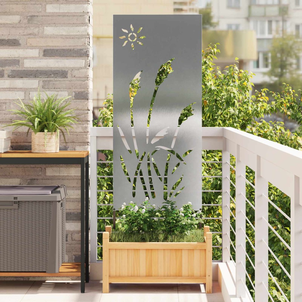 vidaXL Οθόνη Ιδιωτικότητας Κήπου Ασημί 50 x 140 εκ Ανοξείδωτο ατσάλι