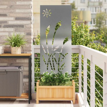 vidaXL Οθόνη Ιδιωτικότητας Κήπου Ασημί 50 x 140 εκ Ανοξείδωτο ατσάλι