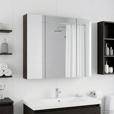 vidaXL Καθρέφτης Ντουλάπα Μπάνιου Μαύρη Οξυά 80x14.5x70 εκ 1 τεμ.
