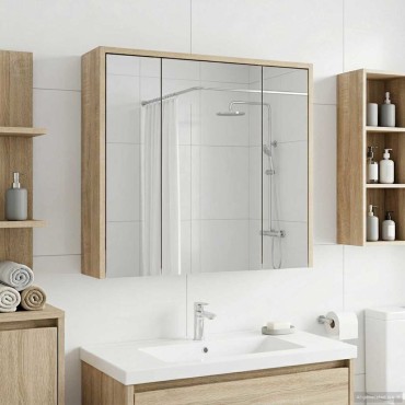 vidaXL Καθρέφτης Ντουλάπα Μπάνιου Δρύς Sonoma 63,5x16x62,5cm 1 τεμ.