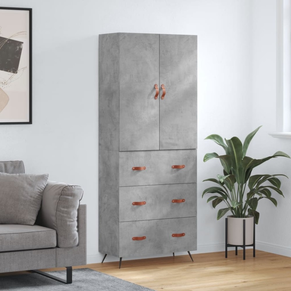 vidaXL Ντουλάπι Γκρι Σκυροδέματος 69,5x34x180cm Επεξεργασμένο Ξύλο 1 τεμ.