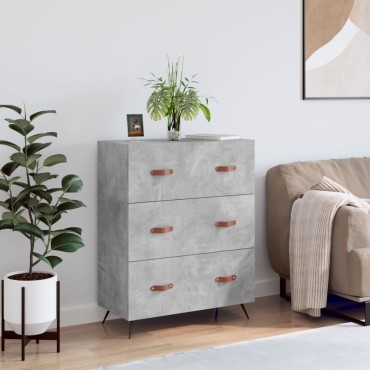 vidaXL Συρταριέρα Γκρι Σκυροδέματος 69,5x34x90cm Επεξεργ. Ξύλο 1 τεμ.