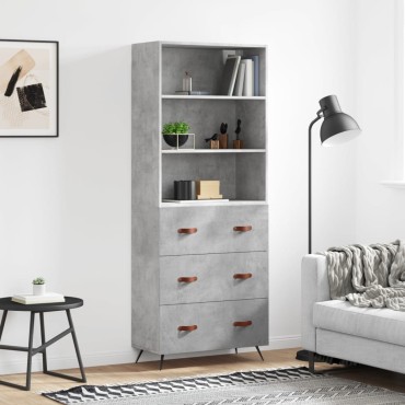 vidaXL Ντουλάπι Γκρι Σκυροδέματος 69,5x34x180cm Επεξεργασμένο Ξύλο 1 τεμ.