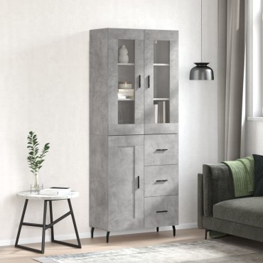 vidaXL Ντουλάπι Γκρι Σκυροδέματος 69,5x34x180cm Επεξεργασμένο Ξύλο 1 τεμ.