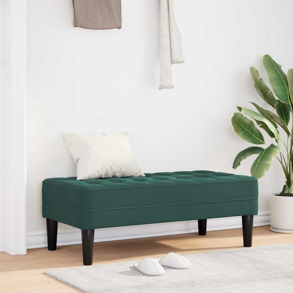 vidaXL παγκάκι με μαξιλάρι Σκούρο Πράσινο 113x57x39cm Βελούδο