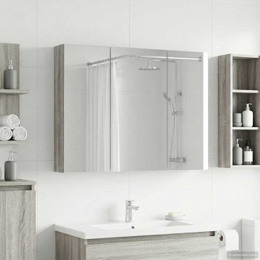 vidaXL Καθρέφτης Ντουλάπα Μπάνιου Γκρι Sonoma 100x14,5x70cm 1 τεμ.