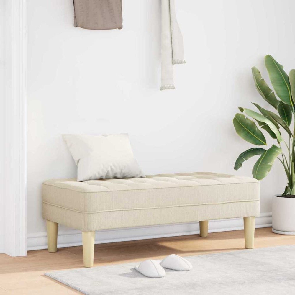 vidaXL παγκάκι με μαξιλάρι Λινό 113x57x39cm ύφασμα