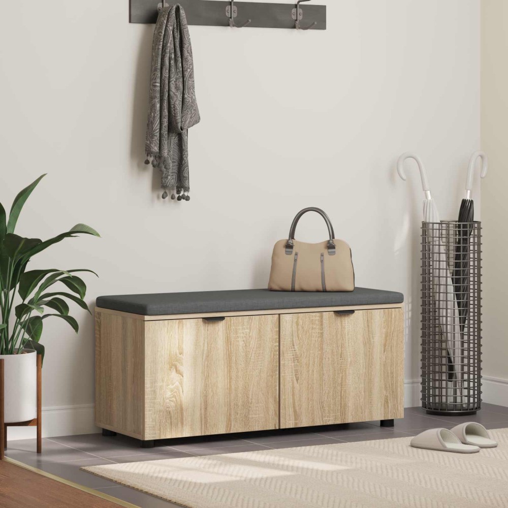 vidaXL Παγκάκι Χαλωρίου με μαξιλάρι Δρύς Sonoma 100x38x46 εκ 1 τεμ.