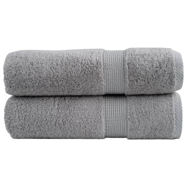 vidaXL Πετσέτες Μπάνιου Premium SOLUND 2 τεμ. Γκρι 100x150 εκ. 600 γρ./μ²