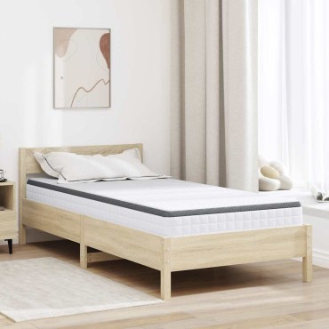 vidaXL Στρώμα Μέτρια μαλακό 90x190cm Λευκό και Γκρι 1 τεμ. - Μονό