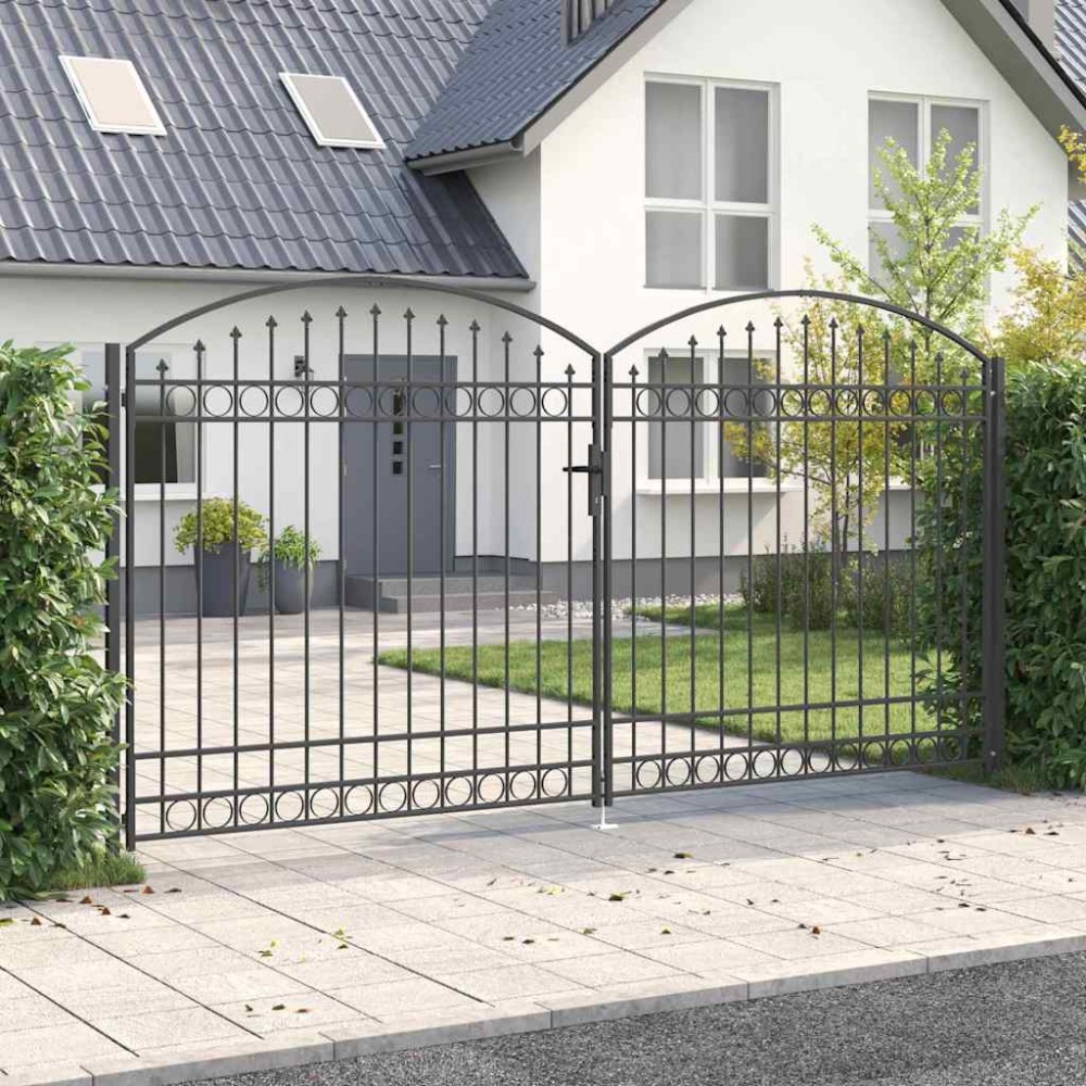 vidaXL Πύλη Φράχτη ASSEN 401 x 250 εκ. Ατσάλι Γκρι Κλειδώσιμο