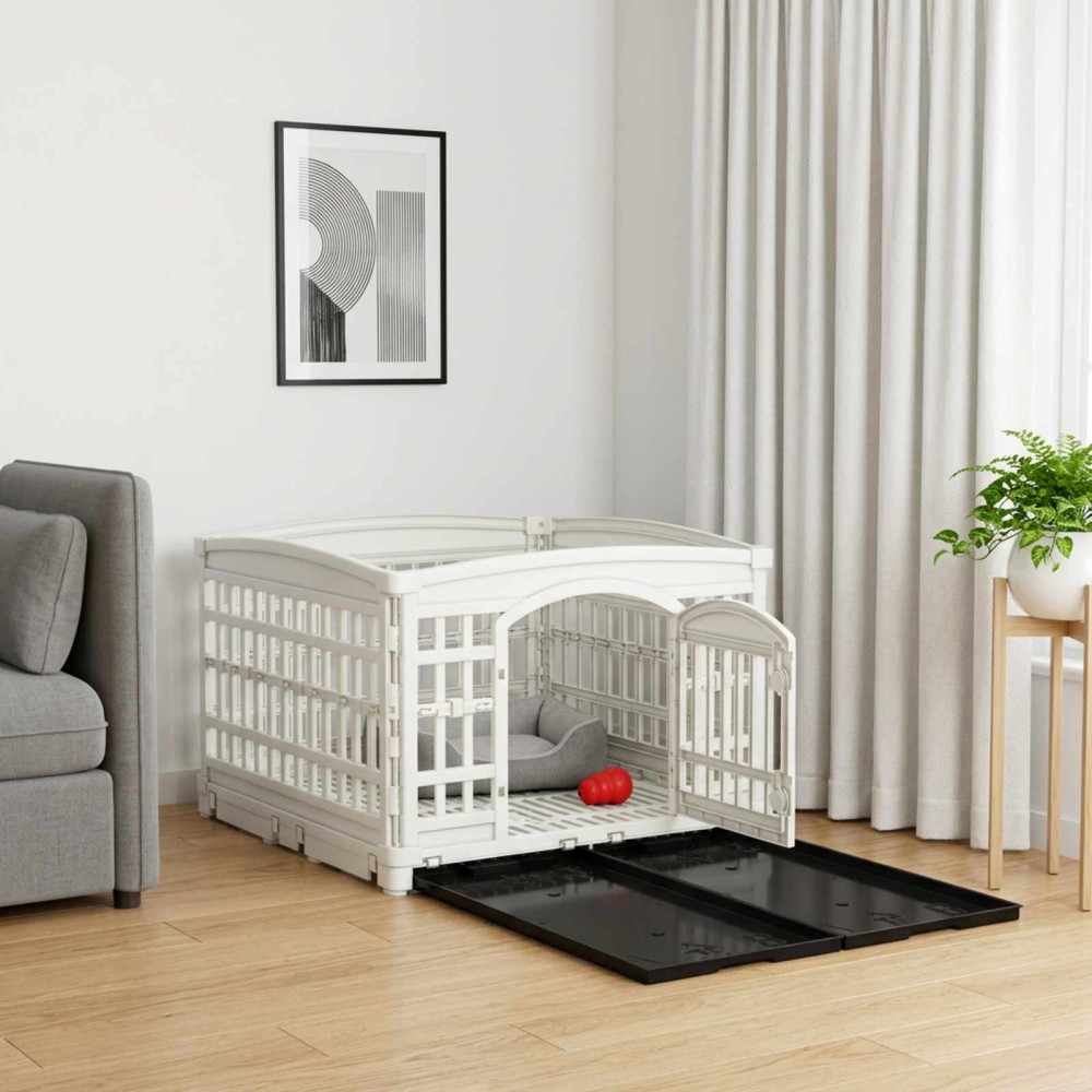 vidaXL Αλάνα Σκύλου 4 Πάνελ 122 x 106,5 x 82 εκ Πλαστικό Λευκό
