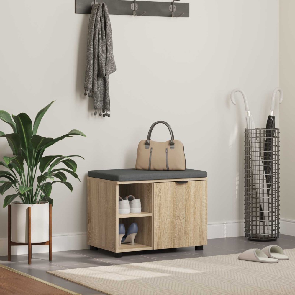 vidaXL Παγκάκι Χαλωρίου με μαξιλάρι Δρύς Sonoma 60x38x46 εκ 1 τεμ.