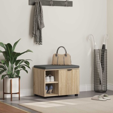 vidaXL Παγκάκι Χαλωρίου με μαξιλάρι Δρύς Sonoma 60x38x46 εκ 1 τεμ.