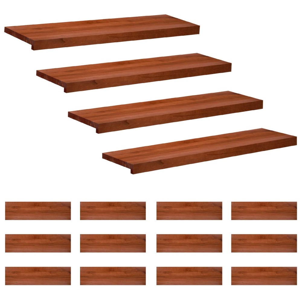 vidaXL Σκαλοπάτια 16 τεμ. 90 x 30 x 2 cm Καφέ Στερεό ξύλο οξιάς